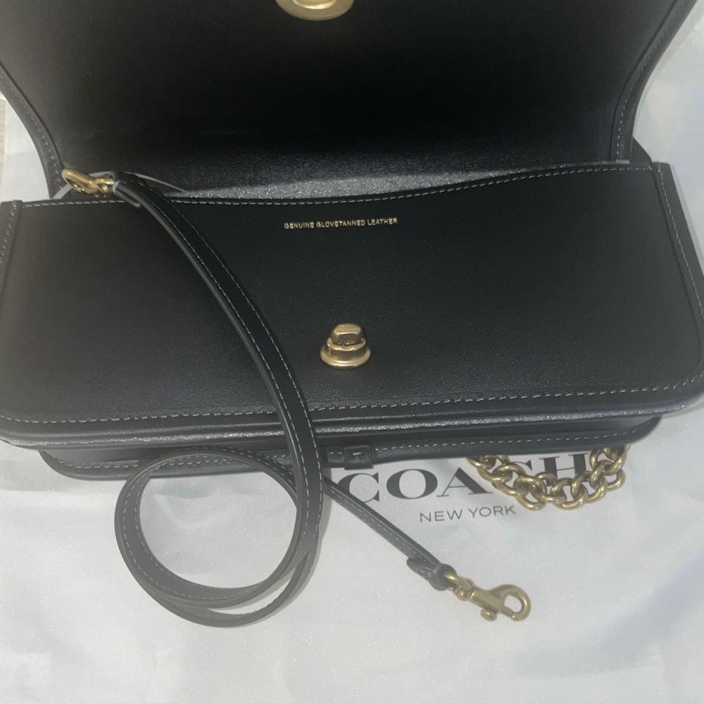 Authentic NWT Women Coach Dinky Bag in Black and Brass hardware - Picture 4 of 10
